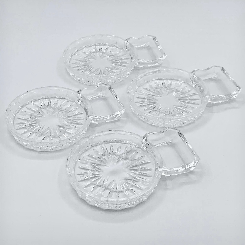 Godinger Freedom Coasters Spoon Rests Combo Clear Crystal Glass Set Of 4 Vintage